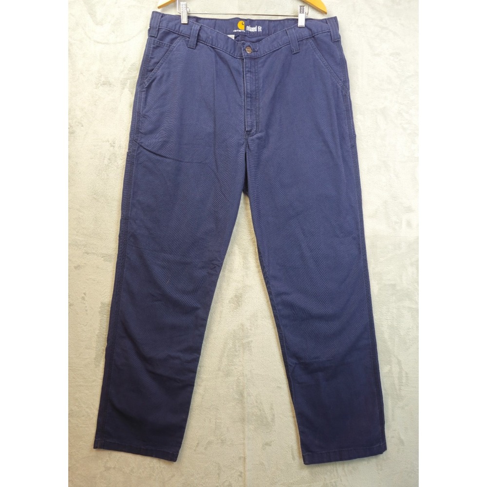 Carhartt Pants Mens 40x34 Navy Blue Relaxed Fit Utility Twill 6 Pockets